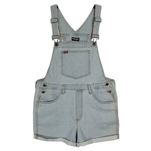 Y2K NEW Wrangler Denim Shortalls Size Large‎ Bib Overall Shorts Light Wash Retro
